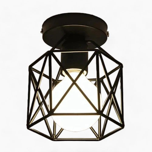 Sleek Black Cage Light | Metal Design, E27 Base, LED Compatible