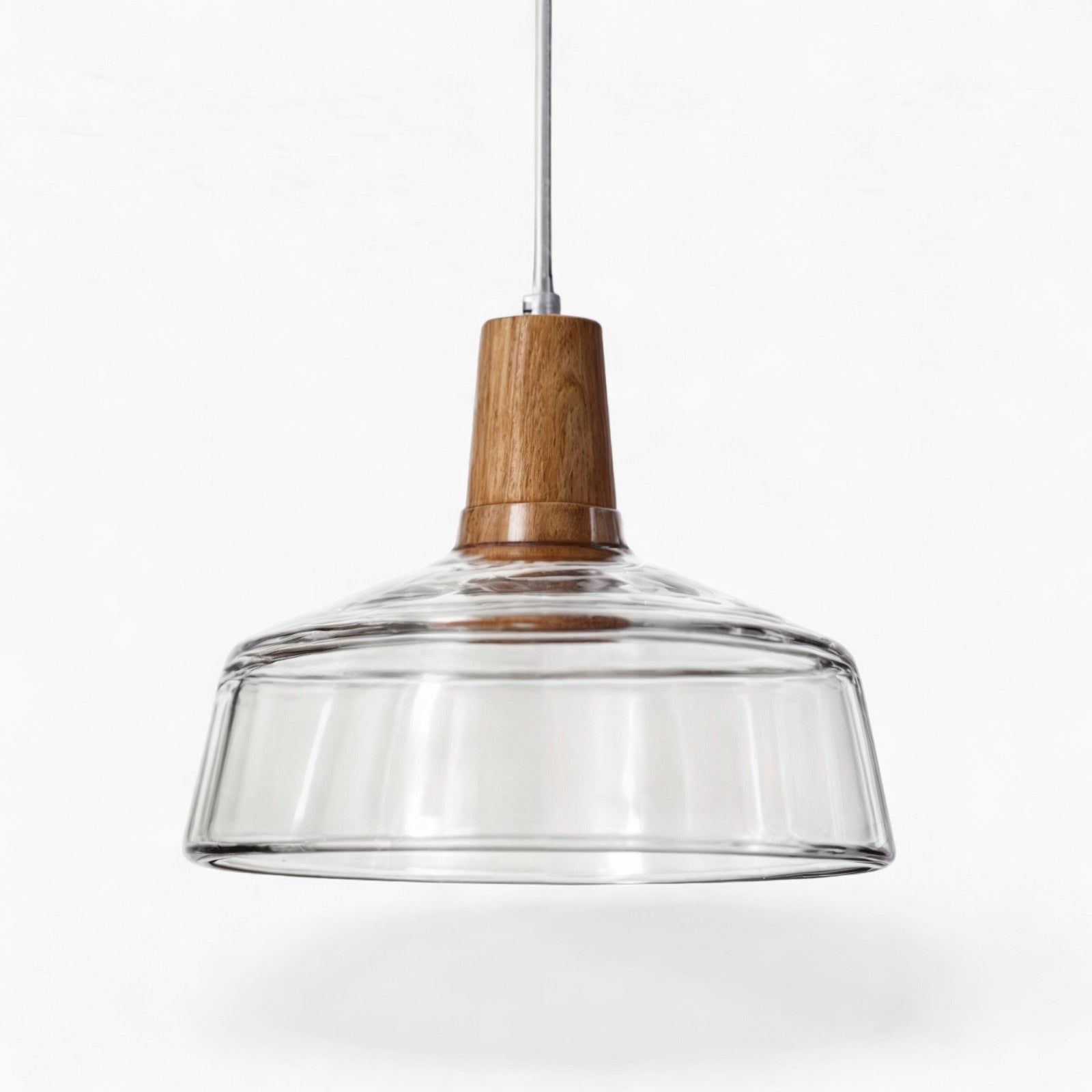 Modern Nordic Glass Pendant Lights | Clear & Amber with Wooden Base