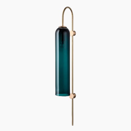 Modern Brass Wall Lights | Fir Green & Matt White, Up/Down LED Lighting