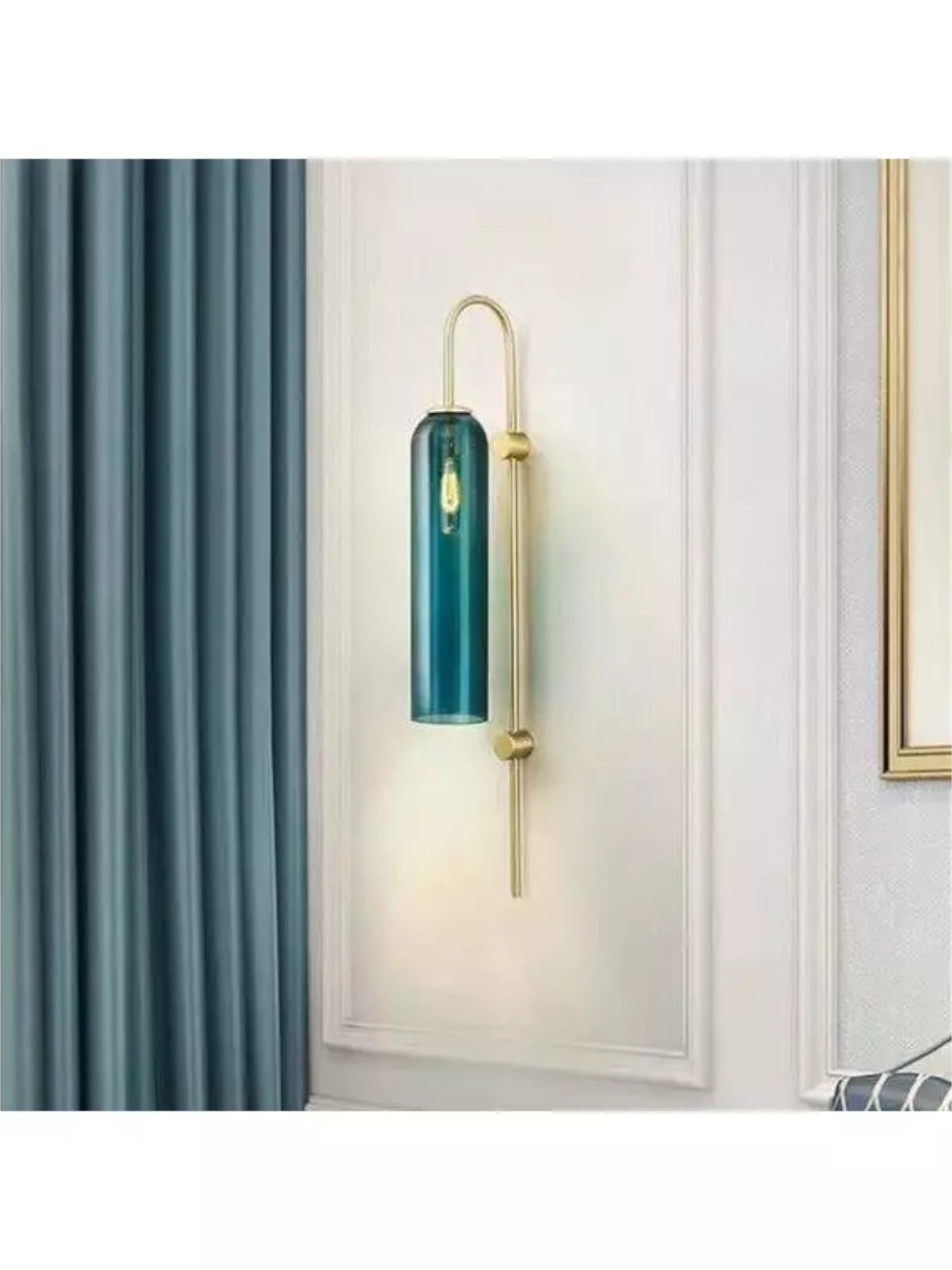 Modern Brass Wall Lights | Fir Green & Matt White, Up/Down LED Lighting