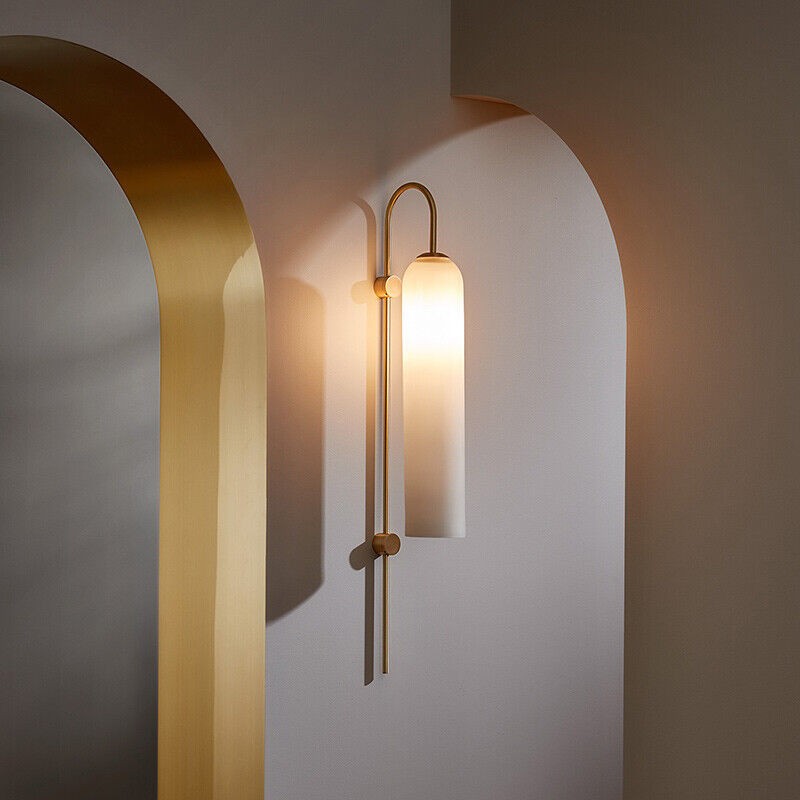 Modern Brass Wall Lights | Fir Green & Matt White, Up/Down LED Lighting