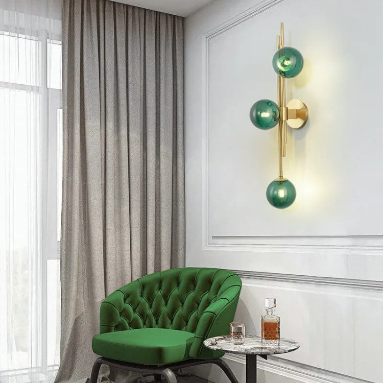 Modern Nordic Wall Light | Clear & Green Glass Shade