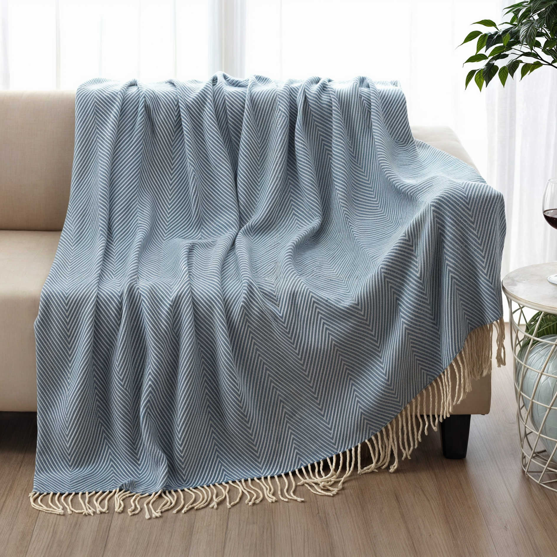 Cozy Blanket | Soft Acrylic, Striped Pattern, Dry Clean Only