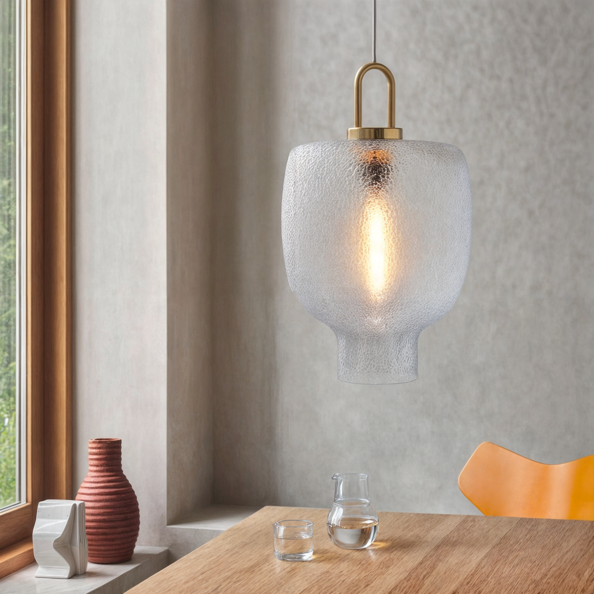 Modern Brass Glass Pendant Light | Elegant Rustic Illumination