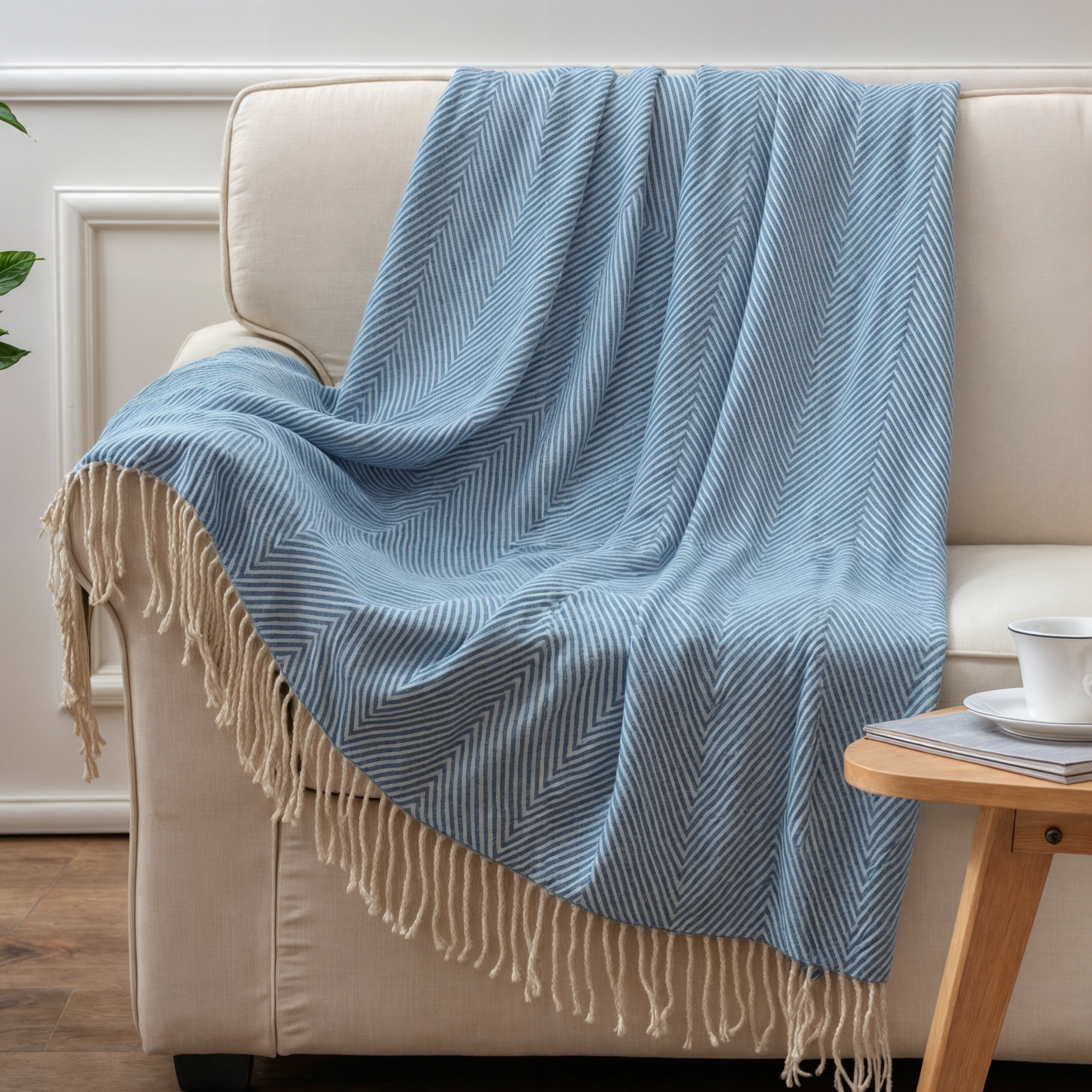 Cozy Blanket | Soft Acrylic, Striped Pattern, Dry Clean Only