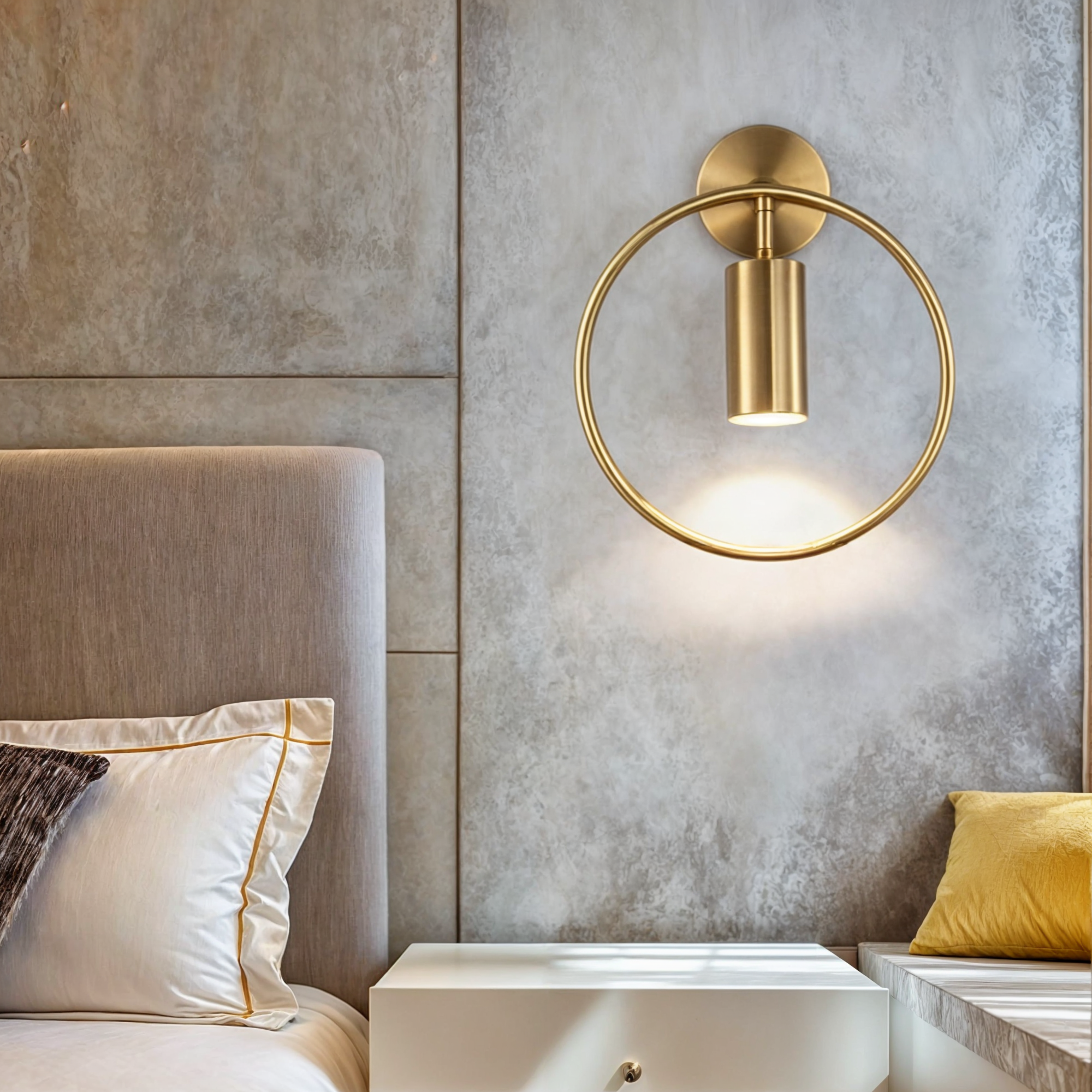 Sleek Wall Light | Modern Iron & Glass, LED, Black/Gold Finish