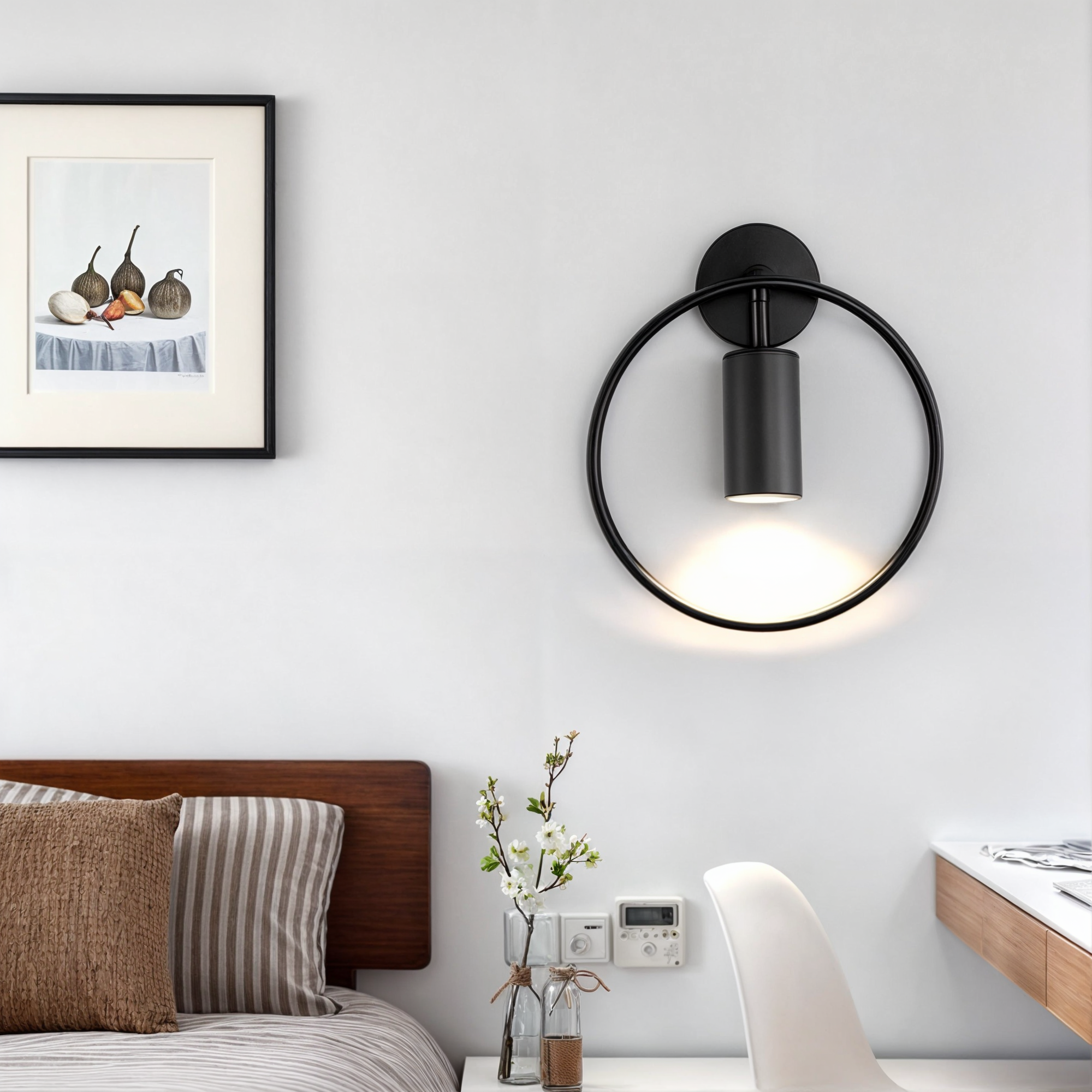 Sleek Wall Light | Modern Iron & Glass, LED, Black/Gold Finish