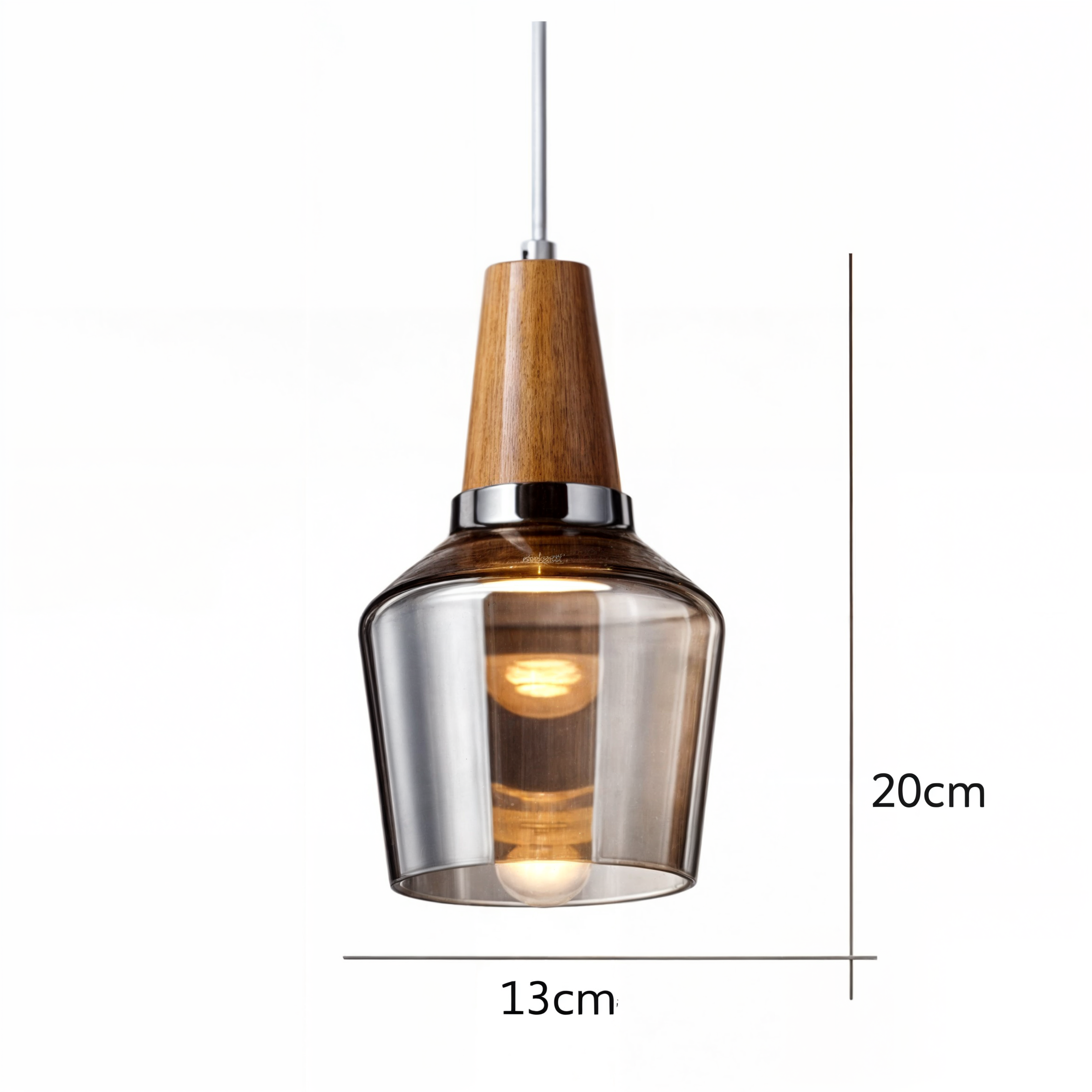 Modern Nordic Glass Pendant Lights | Clear & Amber with Wooden Base