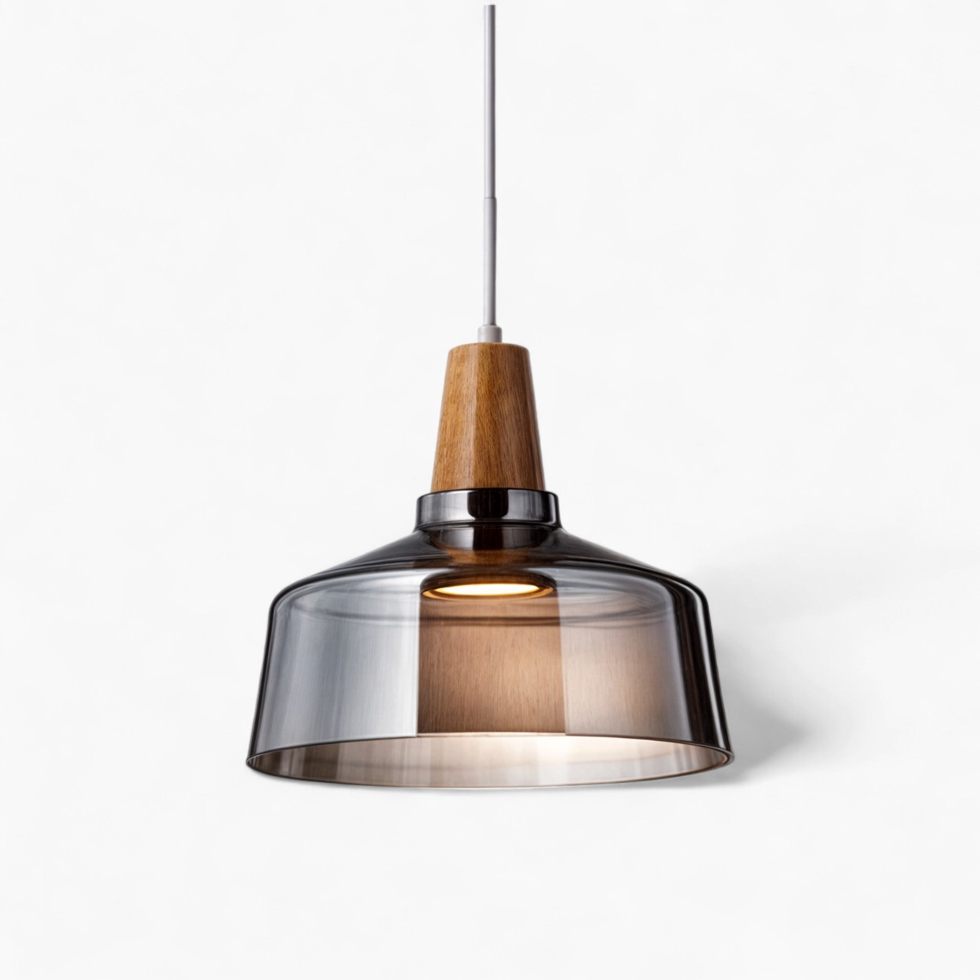 Modern Nordic Glass Pendant Lights | Clear & Amber with Wooden Base