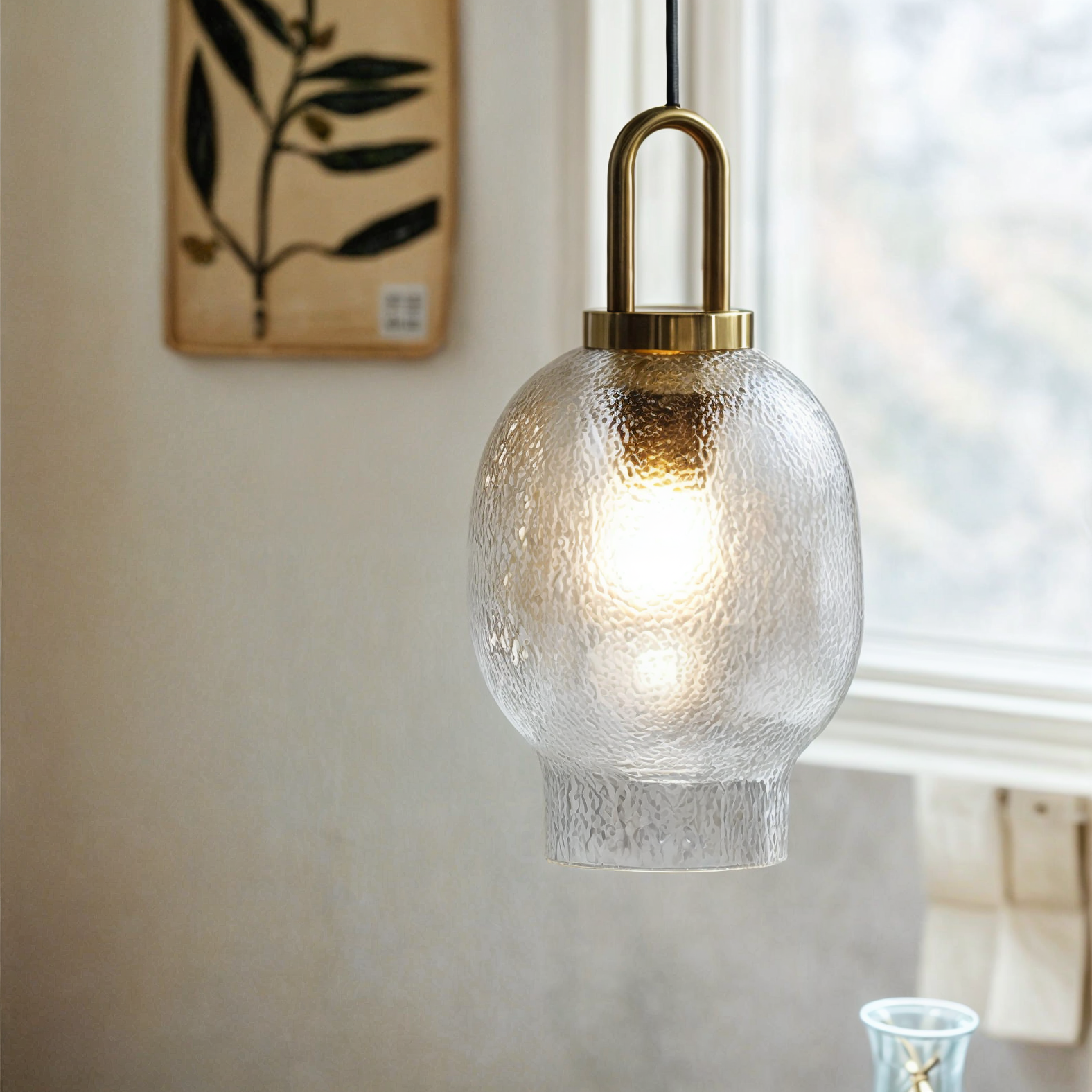 Modern Brass Glass Pendant Light | Elegant Rustic Illumination