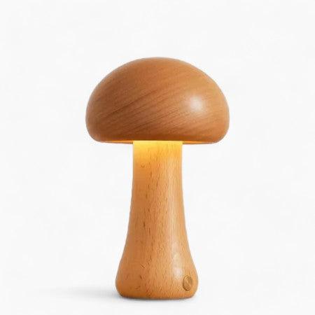 Mushglow Wireless Mushroom Table Lamp | Wood & Foam, Brightness Adjustment, USB, Rechargeable