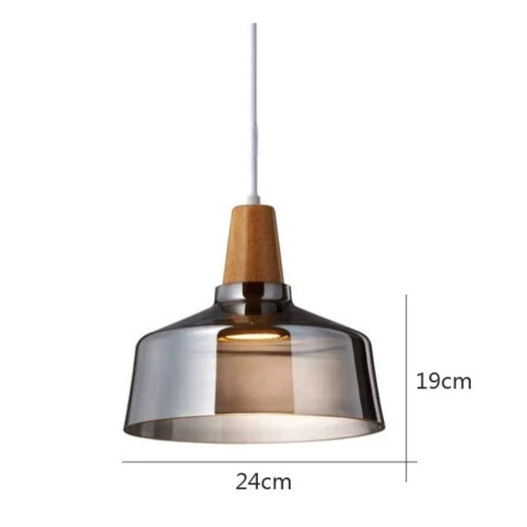 Modern Nordic Glass Pendant Lights | Clear & Amber with Wooden Base